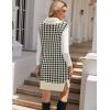 imageHOTOUCH Womens V Neck Sweater Vest Dress Oversized Sleeveless Casual Pullover Sweater Fall Winter Knit Slit Short DressApricot Houndstooth