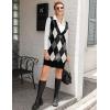 imageHOTOUCH Womens V Neck Sweater Vest Dress Oversized Sleeveless Casual Pullover Sweater Fall Winter Knit Slit Short DressBlack Diamond