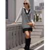imageHOTOUCH Womens V Neck Sweater Vest Dress Oversized Sleeveless Casual Pullover Sweater Fall Winter Knit Slit Short DressBlack Houndstooth