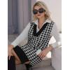 imageHOTOUCH Womens V Neck Sweater Vest Dress Oversized Sleeveless Casual Pullover Sweater Fall Winter Knit Slit Short DressBlack Houndstooth