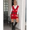imageHOTOUCH Womens V Neck Sweater Vest Dress Oversized Sleeveless Casual Pullover Sweater Fall Winter Knit Slit Short DressChristmas