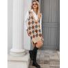 imageHOTOUCH Womens V Neck Sweater Vest Dress Oversized Sleeveless Casual Pullover Sweater Fall Winter Knit Slit Short DressKhaki Diamond