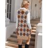 imageHOTOUCH Womens V Neck Sweater Vest Dress Oversized Sleeveless Casual Pullover Sweater Fall Winter Knit Slit Short DressKhaki Diamond