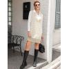 imageHOTOUCH Womens V Neck Sweater Vest Dress Oversized Sleeveless Casual Pullover Sweater Fall Winter Knit Slit Short DressLight Khaki Houndstooth