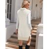 imageHOTOUCH Womens V Neck Sweater Vest Dress Oversized Sleeveless Casual Pullover Sweater Fall Winter Knit Slit Short DressLight Khaki Houndstooth