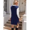 imageHOTOUCH Womens V Neck Sweater Vest Dress Oversized Sleeveless Casual Pullover Sweater Fall Winter Knit Slit Short DressNavy Blue
