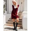 imageHOTOUCH Womens V Neck Sweater Vest Dress Oversized Sleeveless Casual Pullover Sweater Fall Winter Knit Slit Short DressWine Red