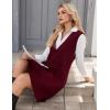 imageHOTOUCH Womens V Neck Sweater Vest Dress Oversized Sleeveless Casual Pullover Sweater Fall Winter Knit Slit Short DressWine Red