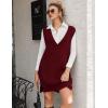 imageHOTOUCH Womens V Neck Sweater Vest Dress Oversized Sleeveless Casual Pullover Sweater Fall Winter Knit Slit Short DressWine Red