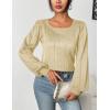 imageHOTOUCH Sweaters for Women 2025 Fall Trendy Tops Casual Puff Sleeve Square Neck Cute Tunic Pullover Blouses XSXXL02apricot