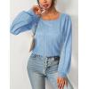 imageHOTOUCH Sweaters for Women 2025 Fall Trendy Tops Casual Puff Sleeve Square Neck Cute Tunic Pullover Blouses XSXXL02baby Blue