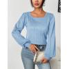 imageHOTOUCH Sweaters for Women 2025 Fall Trendy Tops Casual Puff Sleeve Square Neck Cute Tunic Pullover Blouses XSXXL02baby Blue