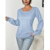 imageHOTOUCH Sweaters for Women 2025 Fall Trendy Tops Casual Puff Sleeve Square Neck Cute Tunic Pullover Blouses XSXXL02baby Blue