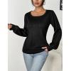imageHOTOUCH Sweaters for Women 2025 Fall Trendy Tops Casual Puff Sleeve Square Neck Cute Tunic Pullover Blouses XSXXL02black