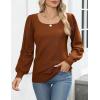 imageHOTOUCH Sweaters for Women 2025 Fall Trendy Tops Casual Puff Sleeve Square Neck Cute Tunic Pullover Blouses XSXXL02caramel