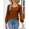 imageHOTOUCH Sweaters for Women 2025 Fall Trendy Tops Casual Puff Sleeve Square Neck Cute Tunic Pullover Blouses XSXXL02caramel