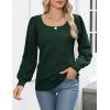 imageHOTOUCH Sweaters for Women 2025 Fall Trendy Tops Casual Puff Sleeve Square Neck Cute Tunic Pullover Blouses XSXXL02green