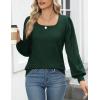 imageHOTOUCH Sweaters for Women 2025 Fall Trendy Tops Casual Puff Sleeve Square Neck Cute Tunic Pullover Blouses XSXXL02green