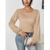 imageHOTOUCH Sweaters for Women 2025 Fall Trendy Tops Casual Puff Sleeve Square Neck Cute Tunic Pullover Blouses XSXXL02khaki