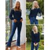 imageHOTOUCH Sweaters for Women 2025 Fall Trendy Tops Casual Puff Sleeve Square Neck Cute Tunic Pullover Blouses XSXXL02navy Blue