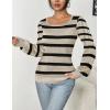 imageHOTOUCH Sweaters for Women 2025 Fall Trendy Tops Casual Puff Sleeve Square Neck Cute Tunic Pullover Blouses XSXXL02stripe1