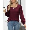 imageHOTOUCH Sweaters for Women 2025 Fall Trendy Tops Casual Puff Sleeve Square Neck Cute Tunic Pullover Blouses XSXXL02wine Red