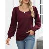 imageHOTOUCH Sweaters for Women 2025 Fall Trendy Tops Casual Puff Sleeve Square Neck Cute Tunic Pullover Blouses XSXXL02wine Red