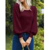 imageHOTOUCH Sweaters for Women 2025 Fall Trendy Tops Casual Puff Sleeve Square Neck Cute Tunic Pullover Blouses XSXXL02wine Red