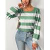 imageHOTOUCH Sweaters for Women 2025 Fall Trendy Tops Casual Puff Sleeve Square Neck Cute Tunic Pullover Blouses XSXXLWhite Green Stripe