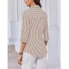 imageHOTOUCH Women Button Down Shirts 34 Sleeve Basic Business Dress Shirt Slim Fitted Classic V Neck Button Up Work Blouse TopsBrown Stripes