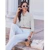imageHOTOUCH Women Button Down Shirts 34 Sleeve Basic Business Dress Shirt Slim Fitted Classic V Neck Button Up Work Blouse TopsGrey Stripes