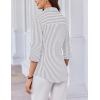 imageHOTOUCH Women Button Down Shirts 34 Sleeve Basic Business Dress Shirt Slim Fitted Classic V Neck Button Up Work Blouse TopsGrey Stripes