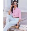imageHOTOUCH Women Button Down Shirts 34 Sleeve Basic Business Dress Shirt Slim Fitted Classic V Neck Button Up Work Blouse TopsPink Stripes