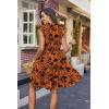 imageHOTOUCH Women Printed Dress for Summer Short Ruffle Sleeve Dress Tiered Mini Dress with PocketsBrick Red Flower Print