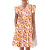 imageHOTOUCH Women Printed Dress for Summer Short Ruffle Sleeve Dress Tiered Mini Dress with PocketsDaisy Print