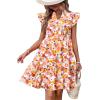 imageHOTOUCH Women Printed Dress for Summer Short Ruffle Sleeve Dress Tiered Mini Dress with PocketsDaisy Print
