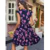 imageHOTOUCH Women Printed Dress for Summer Short Ruffle Sleeve Dress Tiered Mini Dress with PocketsPurple Flower Print