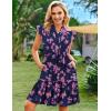 imageHOTOUCH Women Printed Dress for Summer Short Ruffle Sleeve Dress Tiered Mini Dress with PocketsPurple Flower Print