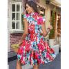 imageHOTOUCH Women Printed Dress for Summer Short Ruffle Sleeve Dress Tiered Mini Dress with PocketsRed Flower Print01