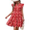 imageHOTOUCH Women Printed Dress for Summer Short Ruffle Sleeve Dress Tiered Mini Dress with PocketsRed Flower Print02