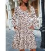 imageHOTOUCH Womens Casual A Line Dress V Neck Tiered Long Sleeve Fit Swing Dress with Pockets Loose Ruffled DressesApricotprinted