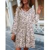 imageHOTOUCH Womens Casual A Line Dress V Neck Tiered Long Sleeve Fit Swing Dress with Pockets Loose Ruffled DressesApricotprinted