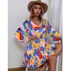 imageHOTOUCH Womens Casual A Line Dress V Neck Tiered Long Sleeve Fit Swing Dress with Pockets Loose Ruffled DressesFloralprinted