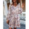 imageHOTOUCH Womens Casual A Line Dress V Neck Tiered Long Sleeve Fit Swing Dress with Pockets Loose Ruffled DressesMulticolor