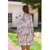 imageHOTOUCH Womens Casual A Line Dress V Neck Tiered Long Sleeve Fit Swing Dress with Pockets Loose Ruffled DressesMulticolor