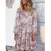 imageHOTOUCH Womens Casual A Line Dress V Neck Tiered Long Sleeve Fit Swing Dress with Pockets Loose Ruffled DressesMulticolor