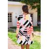 imageHOTOUCH Womens Casual A Line Dress V Neck Tiered Long Sleeve Fit Swing Dress with Pockets Loose Ruffled DressesMulticolored Geometry