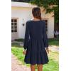 imageHOTOUCH Womens Casual A Line Dress V Neck Tiered Long Sleeve Fit Swing Dress with Pockets Loose Ruffled DressesNavy Blue