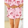 imageHOTOUCH Womens Satin Pajamas Set Button Down 2 Piece Silk Pjs Shorts Set Ruffle Lingerie Notch Collar SleepwearBow