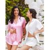 imageHOTOUCH Womens Satin Pajamas Set Button Down 2 Piece Silk Pjs Shorts Set Ruffle Lingerie Notch Collar SleepwearPink